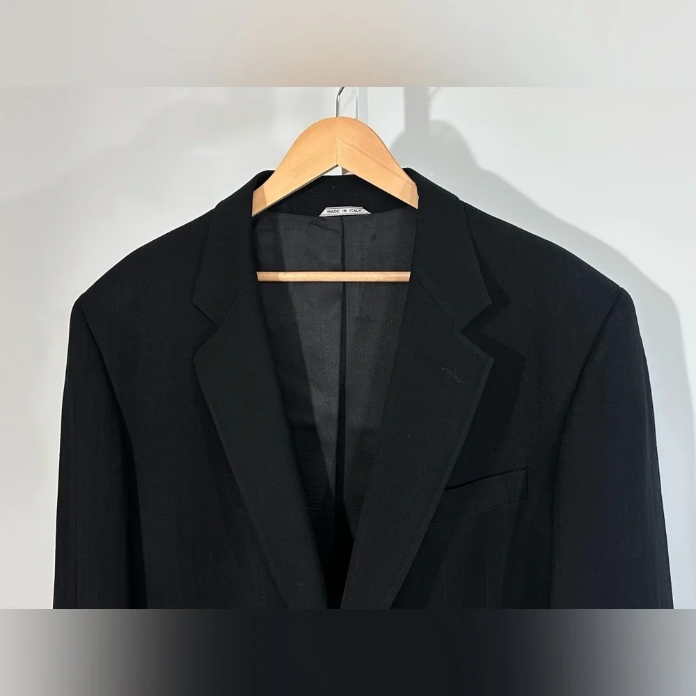 CHIAVARI Made in Italy Black Wool Blazer Classic Tailored 44R